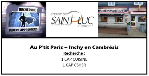 Recrutement - Au P\'tit Paris Inchy en Cambresis